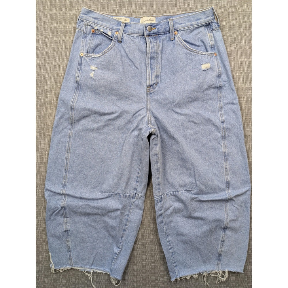 Universal Thread Jeans Womens 14 (34x23) Blue High Rise Wide Leg Crop Distressed